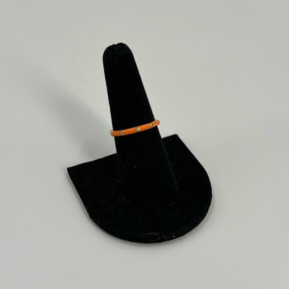 Orange and rhinestone gold stackable ring size 7 - Picture 1 of 4